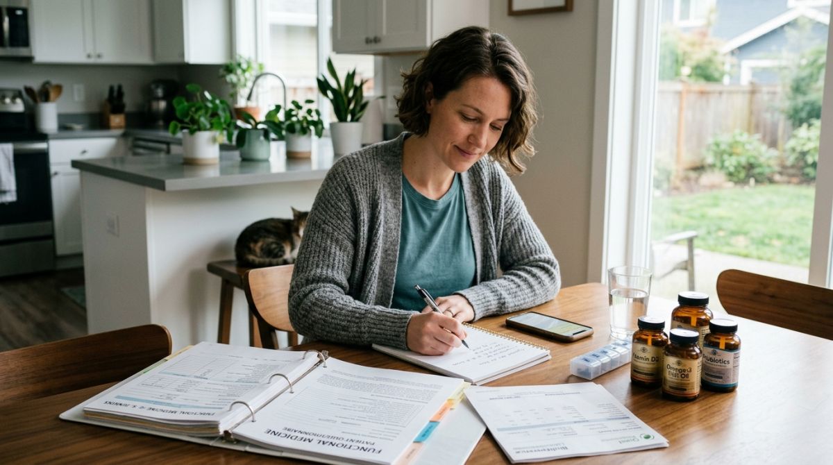 Woman preparing notes before functional medicine visit